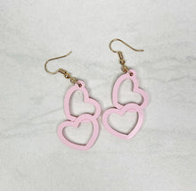 Load image into Gallery viewer, Double Hearts Dangle Earrings | Valentines | Trendy Earrings