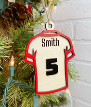 Load image into Gallery viewer, Custom Soccer or Football Jersey | Ornament | Personalized Ornament | Sports Ornament | Wooden Ornament