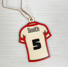 Load image into Gallery viewer, Custom Soccer or Football Jersey | Ornament | Personalized Ornament | Sports Ornament | Wooden Ornament