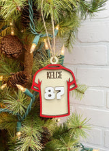 Load image into Gallery viewer, Kelce Chiefs Jersey | Ornament | Wooden Ornament | Sports Ornament