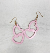 Load image into Gallery viewer, Double Hearts Dangle Earrings | Valentines | Trendy Earrings