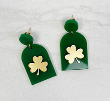 Load image into Gallery viewer, St. Patrick's Shamrocks | Drop Earrings | Trendy Earrings | St. Patrick's Day