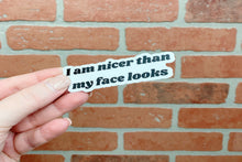 Load image into Gallery viewer, I Am Nicer Than My Face Looks | Sticker | Vinyl Decal