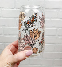Load image into Gallery viewer, Fall Florals | Beer Can Glass | Libbey Glass | Iced Coffee | 16oz
