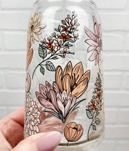 Load image into Gallery viewer, Fall Florals | Beer Can Glass | Libbey Glass | Iced Coffee | 16oz
