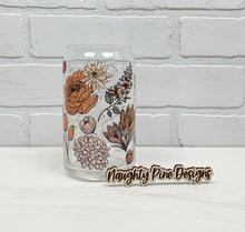 Load image into Gallery viewer, Fall Florals | Beer Can Glass | Libbey Glass | Iced Coffee | 16oz
