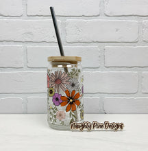 Load image into Gallery viewer, Fall Flowers | Beer Can Glass | Libbey Glass | Iced Coffee | 16oz
