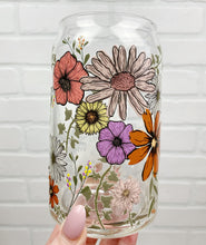 Load image into Gallery viewer, Fall Flowers | Beer Can Glass | Libbey Glass | Iced Coffee | 16oz
