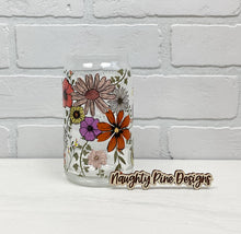 Load image into Gallery viewer, Fall Flowers | Beer Can Glass | Libbey Glass | Iced Coffee | 16oz
