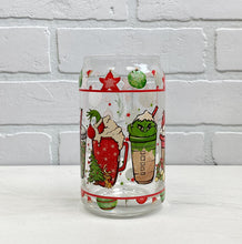 Load image into Gallery viewer, Grinchy Drinks | Beer Can Glass | Libbey Glass | Iced Coffee | 16oz
