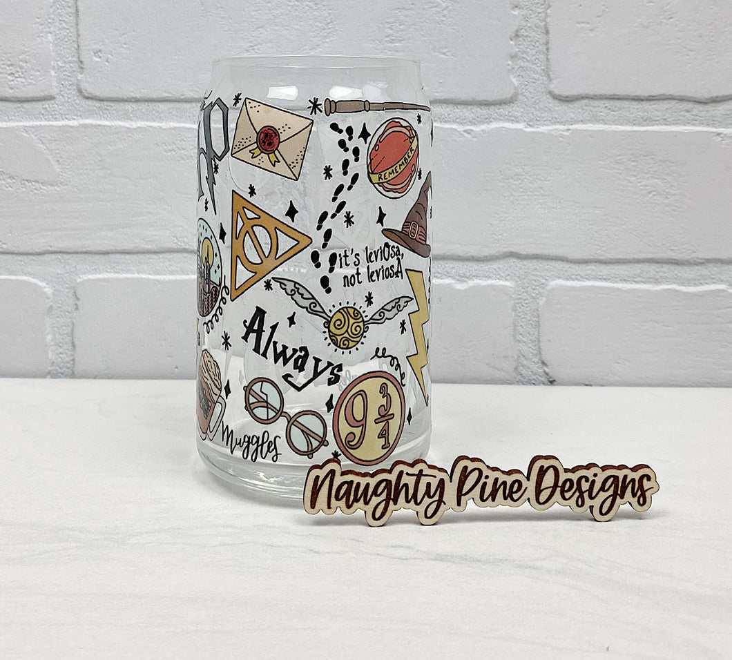 Wizard School | Beer Can Glass | Libbey Glass | Iced Coffee | 16oz