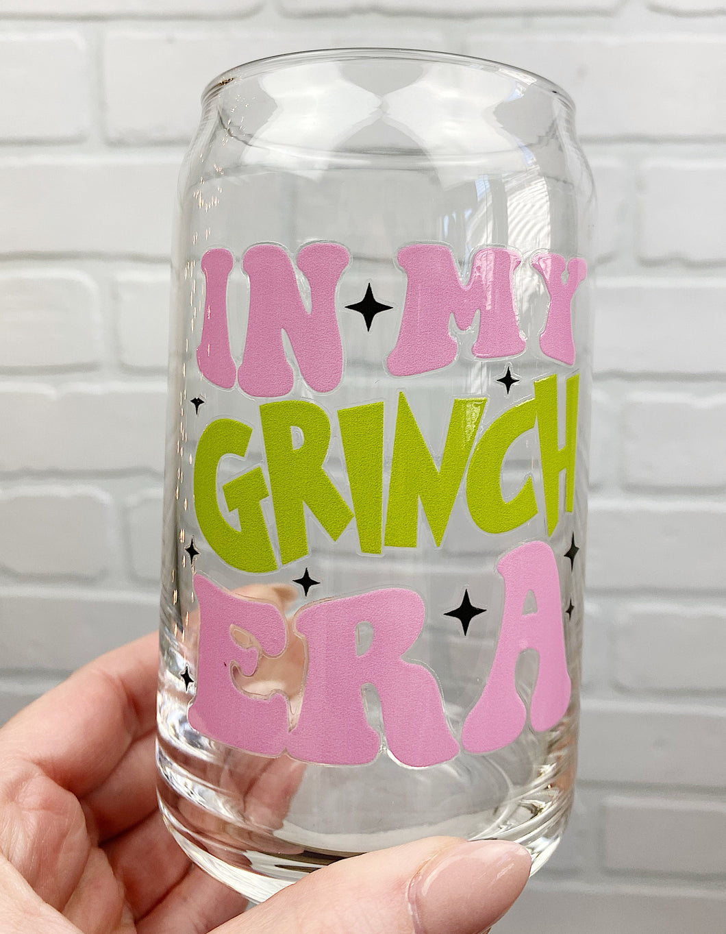 In My Grinch Era | Beer Can Glass | Libbey Glass | Iced Coffee | 16oz