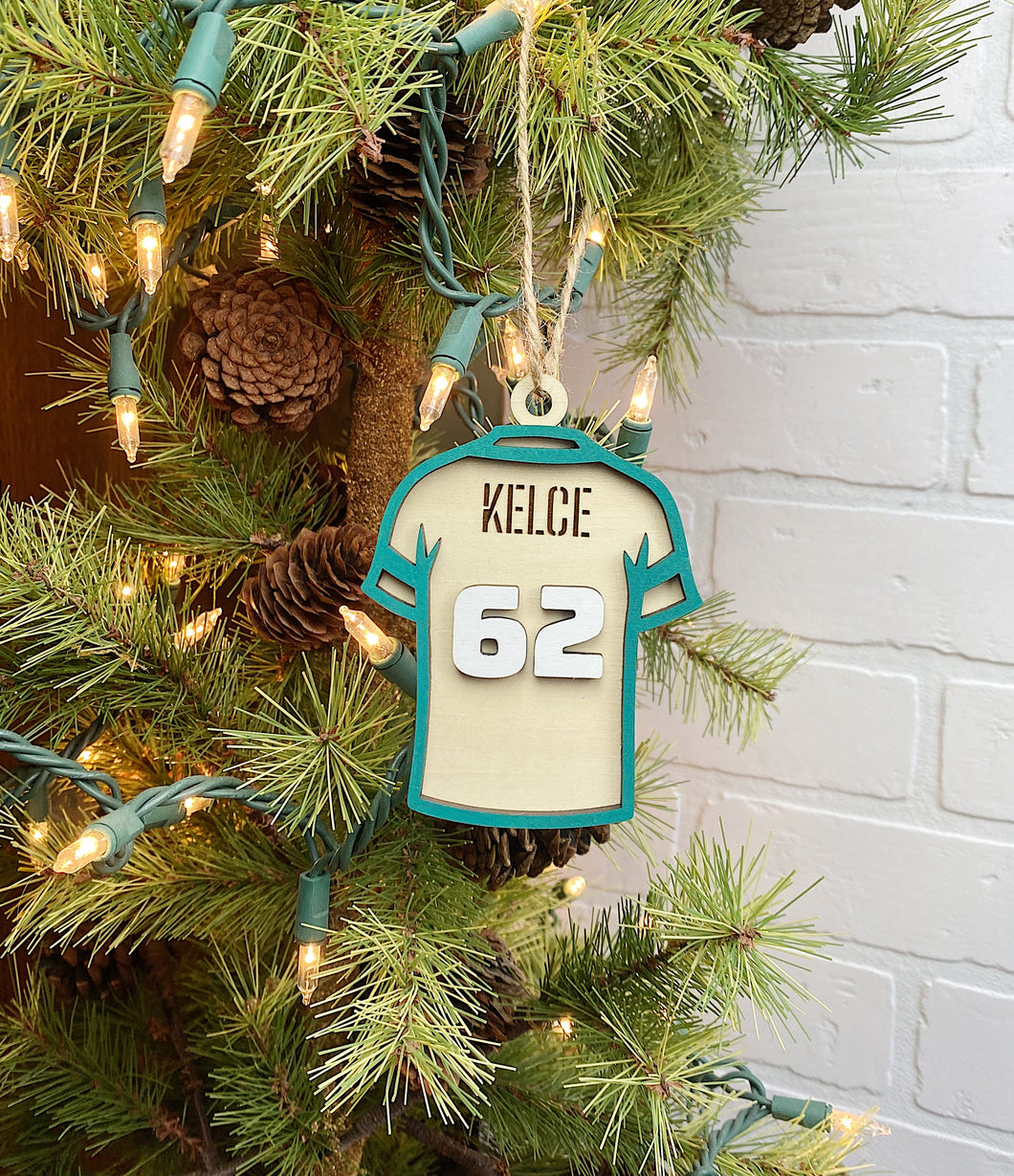 Kelce Eagles Jersey | Ornament | Wooden Ornament | Sports Ornament