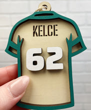 Load image into Gallery viewer, Kelce Eagles Jersey | Ornament | Wooden Ornament | Sports Ornament
