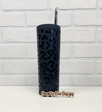 Load image into Gallery viewer, Leopard Print with Bats | Tumbler | Matte Tumbler | Halloween | 18oz
