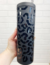 Load image into Gallery viewer, Leopard Print with Bats | Tumbler | Matte Tumbler | Halloween | 18oz
