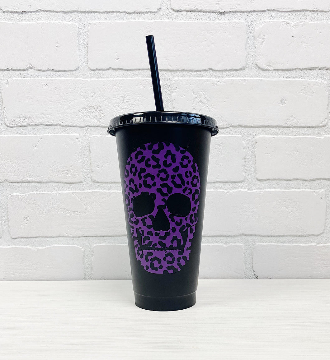 Leopard Print Skully | Cold Cup | 24oz