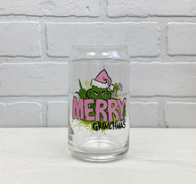 Load image into Gallery viewer, Merry Grinchmas | Beer Can Glass | Libbey Glass | Iced Coffee | 16oz
