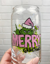 Load image into Gallery viewer, Merry Grinchmas | Beer Can Glass | Libbey Glass | Iced Coffee | 16oz
