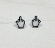 Load image into Gallery viewer, Middle Finger Cursor | Stud Earrings | Dangle Earrings | Gamer | Funny
