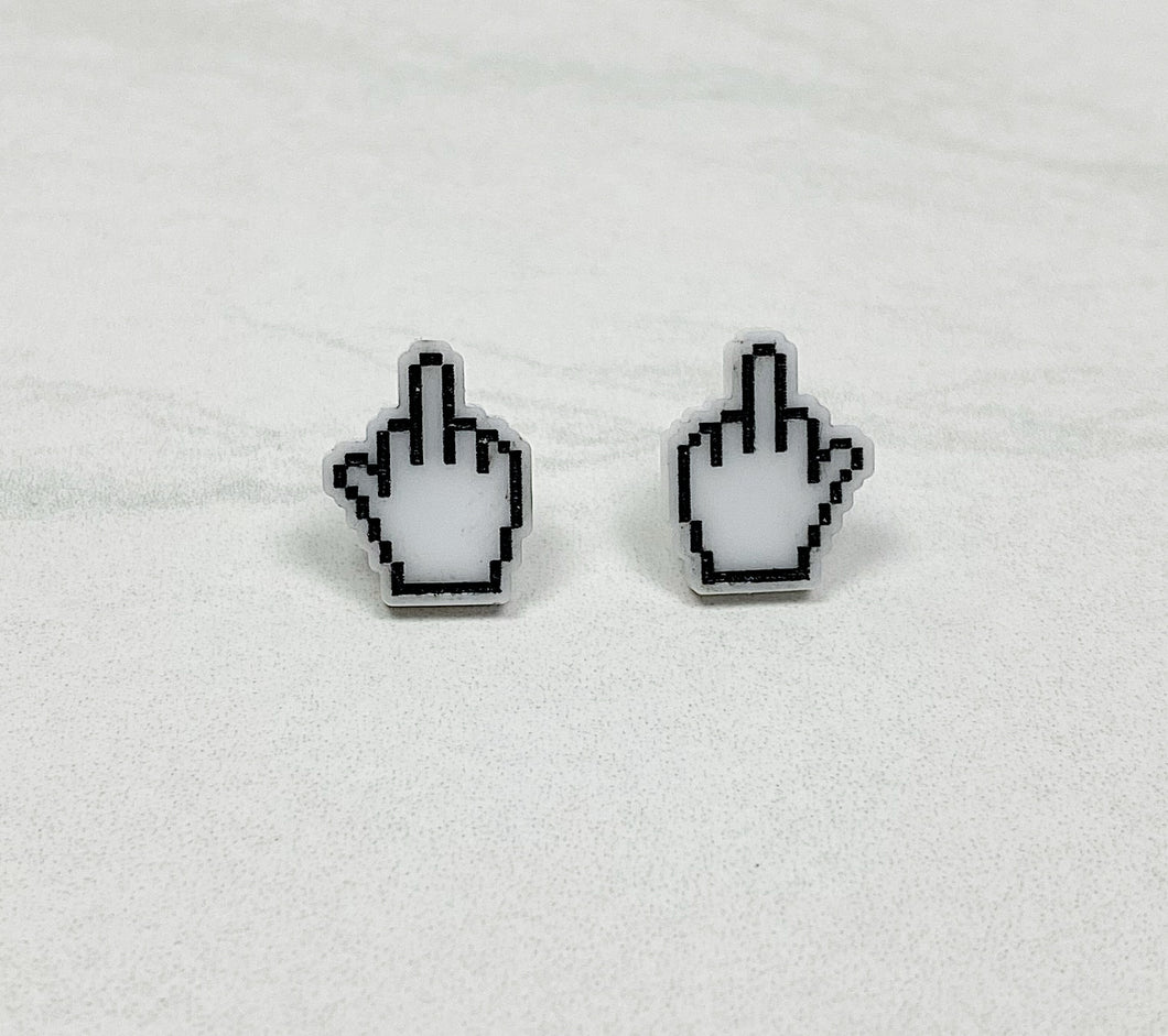 Middle Finger Cursor | Stud Earrings | Dangle Earrings | Gamer | Funny