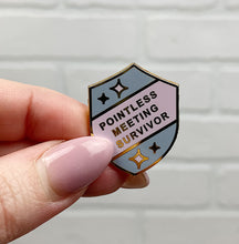 Load image into Gallery viewer, Pointless Meeting Survivor | Enamel Pin

