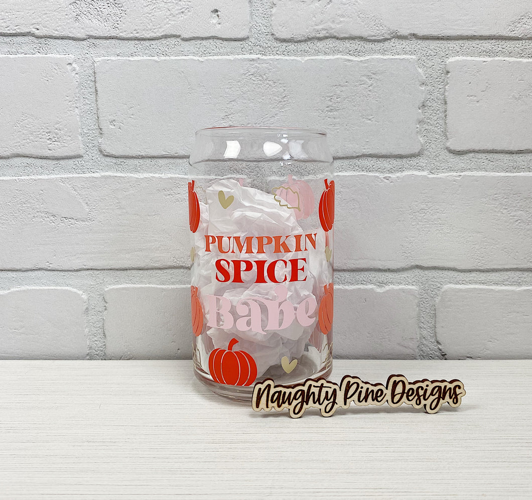 Pumpkin Spice Babe | Beer Can Glass | Libbey Glass | Iced Coffee | 16oz