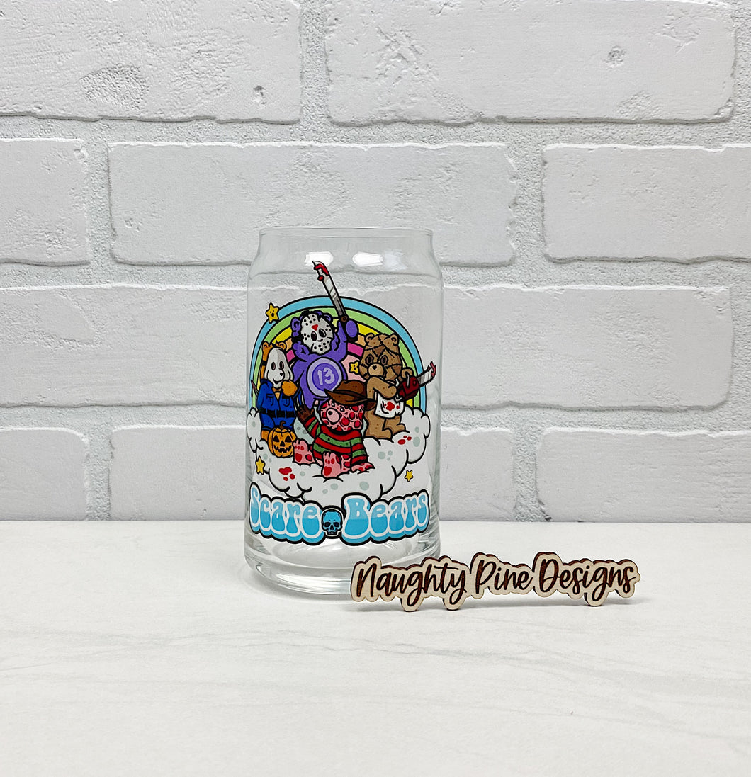 Scare Bears | Beer Can Glass | Libbey Glass | Iced Coffee | 16oz