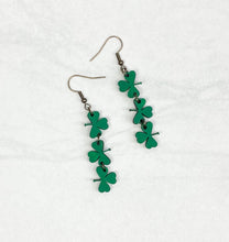 Load image into Gallery viewer, Shamrock Trio | Dangle Earrings | St. Patrick&#39;s Day
