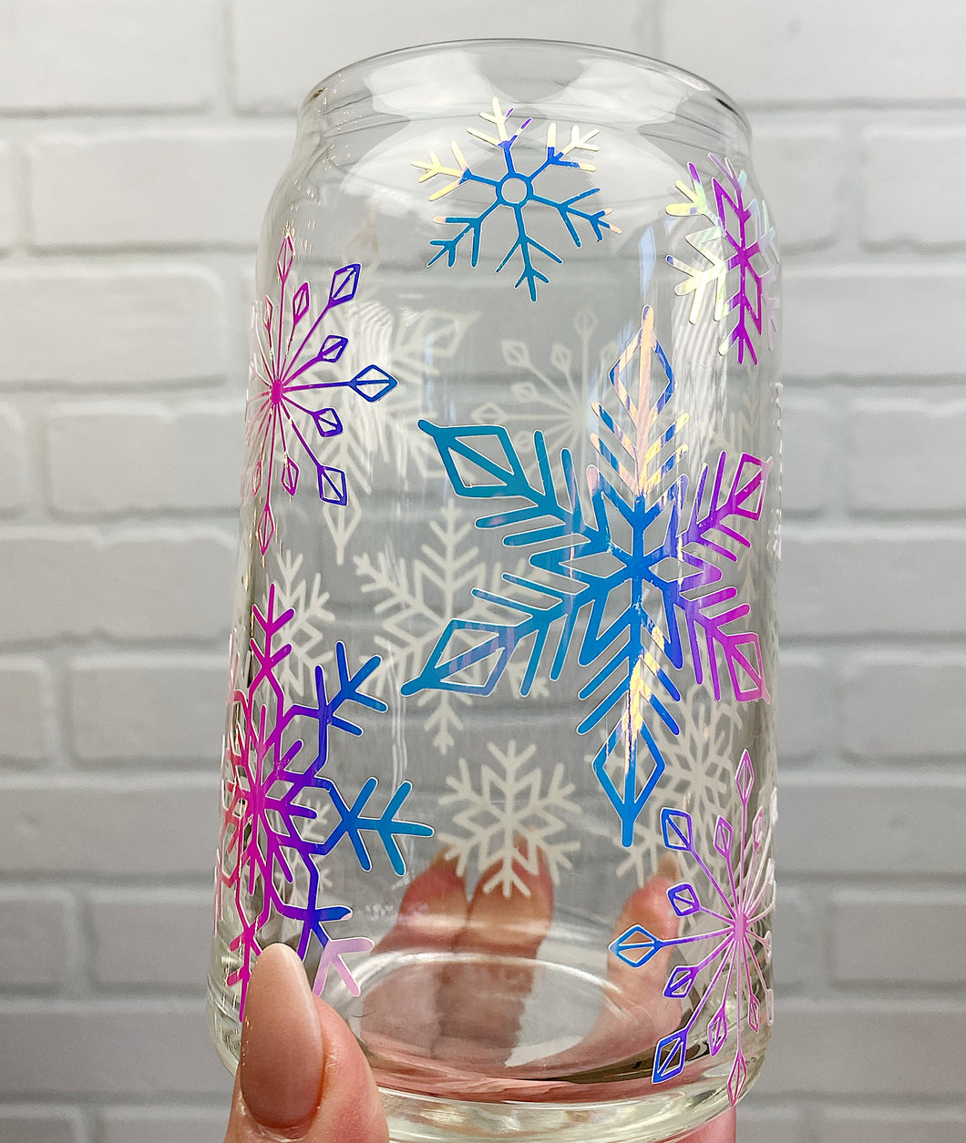 Snowflake | Beer Can Glass | Libbey Glass | Iced Coffee | 16oz