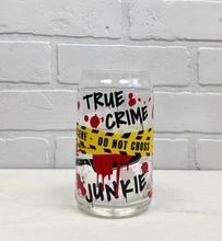 Load image into Gallery viewer, True Crime Junkie | Beer Can Glass | Libbey Glass | Iced Coffee | 16oz
