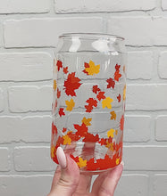 Load and play video in Gallery viewer, Fall Leaves | Beer Can Glass | Libbey Glass | Iced Coffee | 16oz
